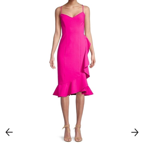 Likely Laverna Ruffled Sleeveless Midi Cocktail Dress in Fuchsia Pink Sz 14 NWT - Picture 10 of 11